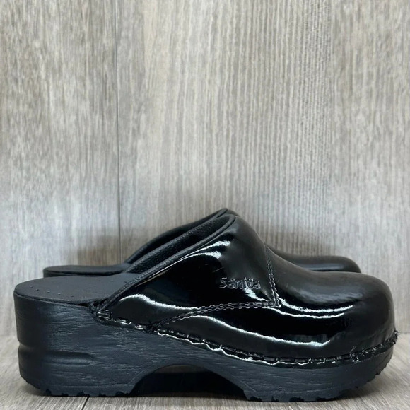 Sanita Other - Sanita Shoes Kids 25 8.5-9 Platform Open Back Slip On Clog Patent Leather Black